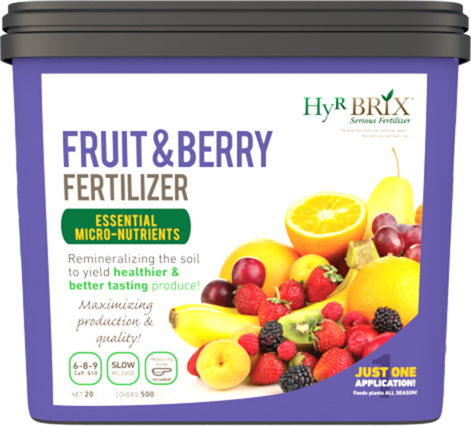 HyR Brix Fruit & Berry Fertilizer 6-8-9 Ca9 S10- 20 lb Pail - Fertilizers